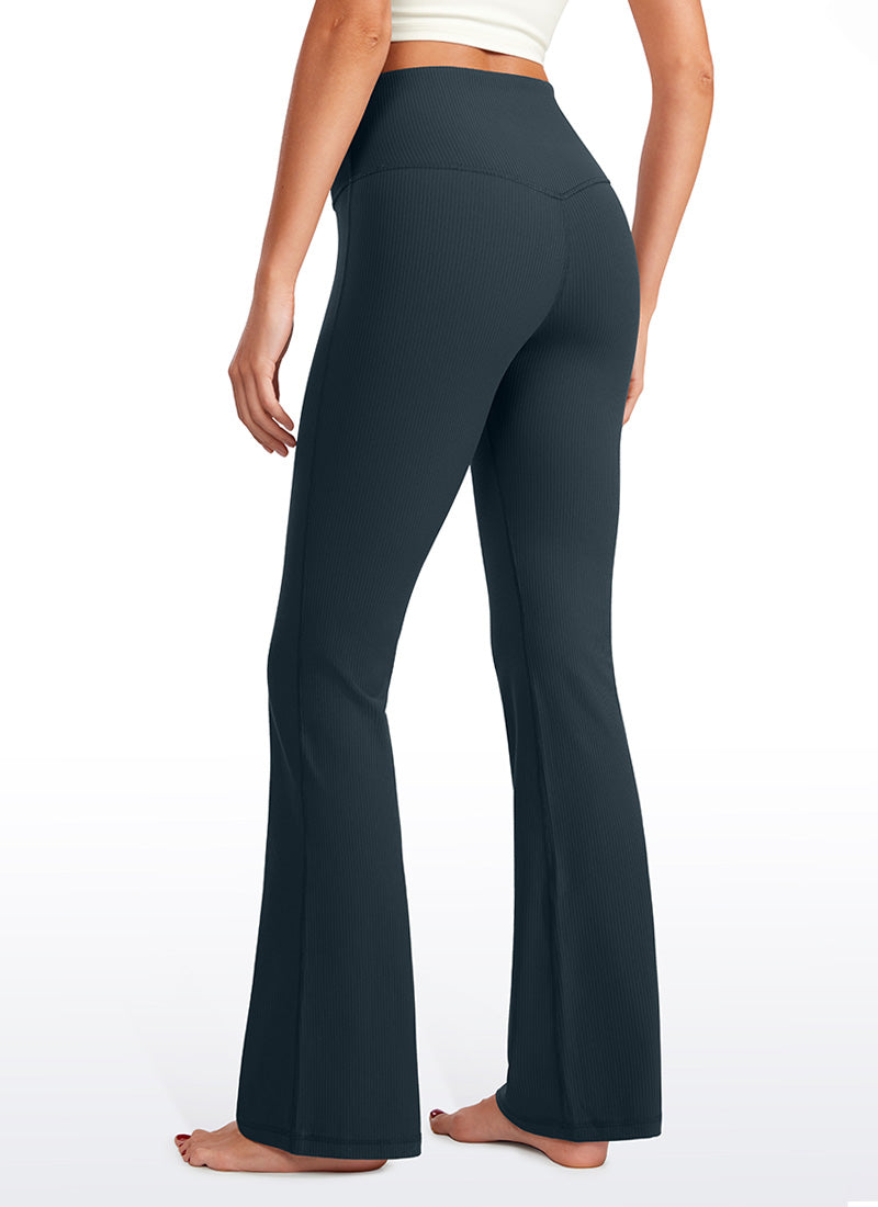 CRZ YOGA Womens Ribbed Pocket High Waist Bootcut  Flare Leggings 31