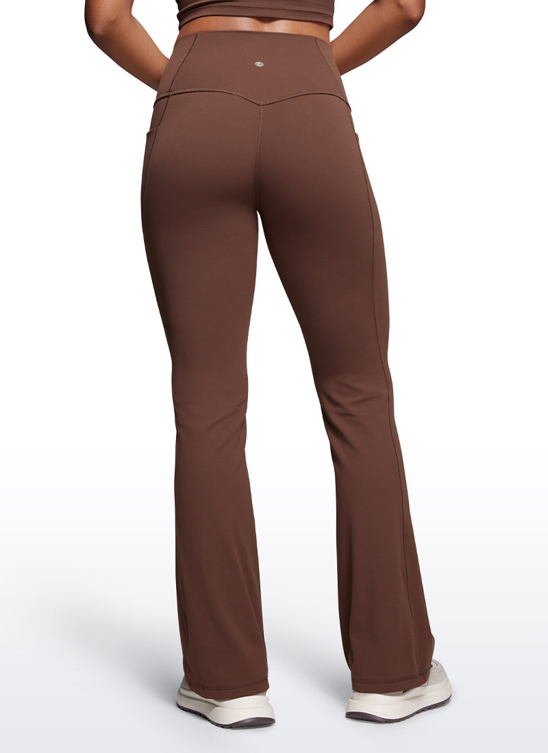 CRZ YOGA Women's Yoga Butterluxe High Waist Flare Wide Leg Side Pockets Leggings 31.5