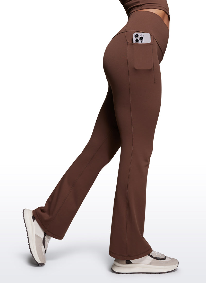 CRZ YOGA Women's Yoga Butterluxe High Waist Flare Wide Leg Side Pockets Leggings 31.5