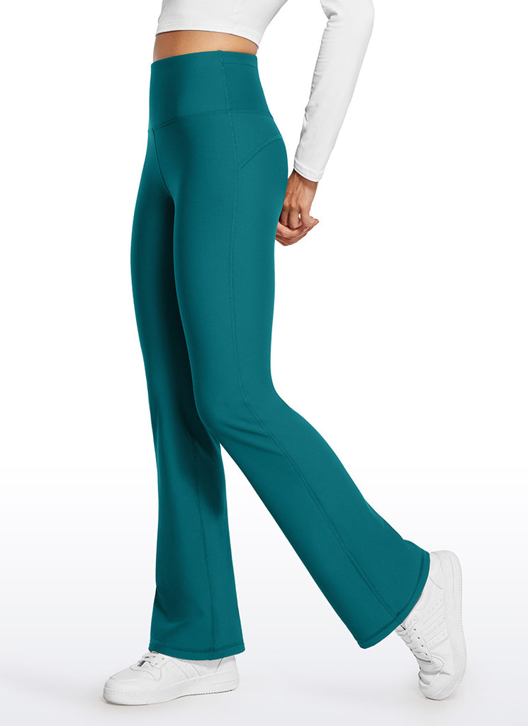 CRZ YOGA Womens Fleece Lined Flare Leggings 31" Green Jade