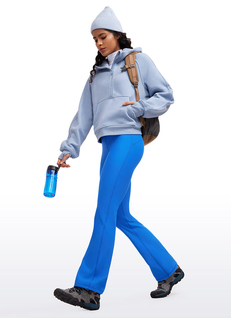 CRZ YOGA Womens Fleece Lined Flare Leggings 31" Sparkle Blue