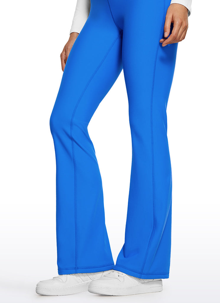 CRZ YOGA Womens Fleece Lined Flare Leggings 31" Sparkle Blue