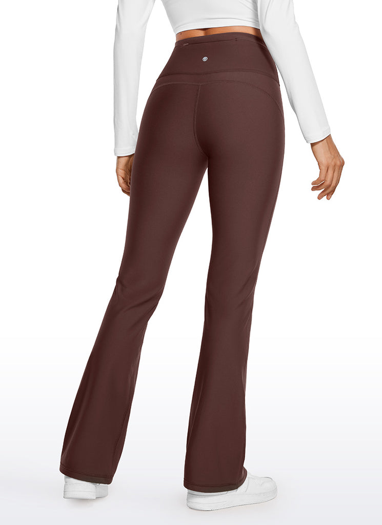 CRZ YOGA Womens Fleece Lined Flare Leggings 31" Taupe