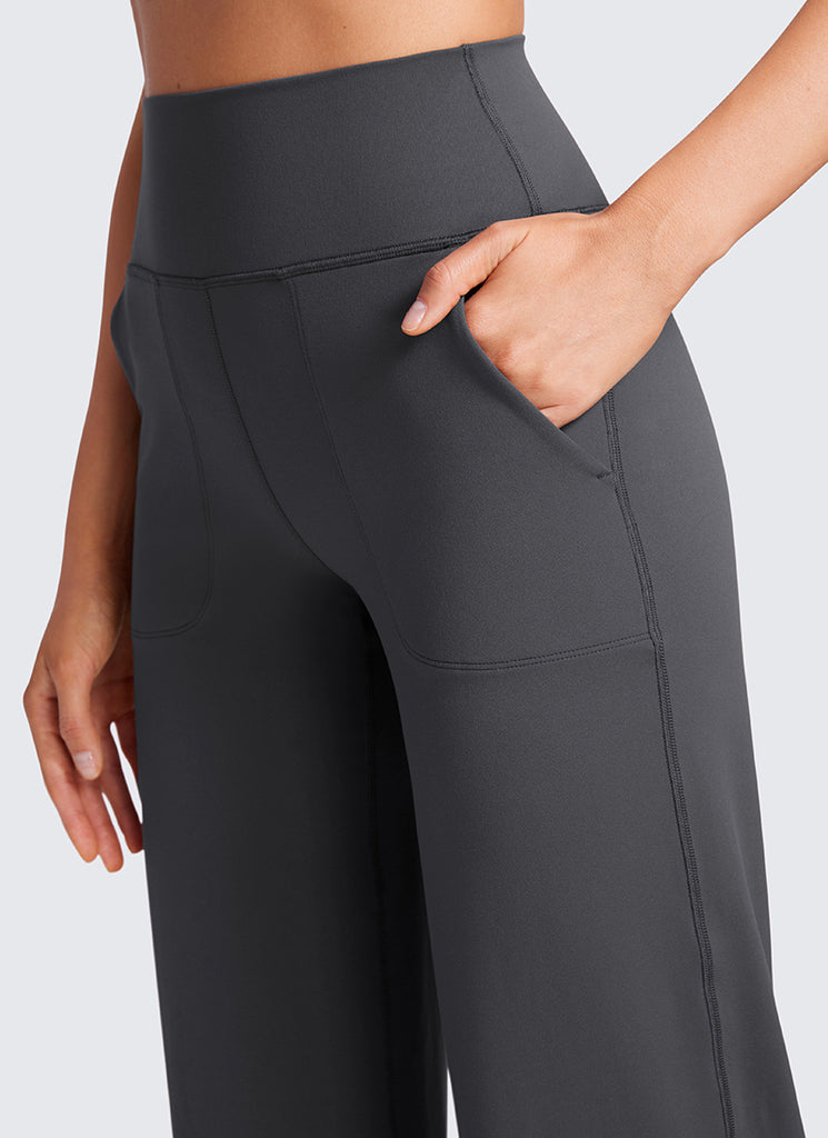 CRZ YOGA Women's Butterluxe High Rise Wide Leg Pants with Pockets 31'' Mysterious Grey