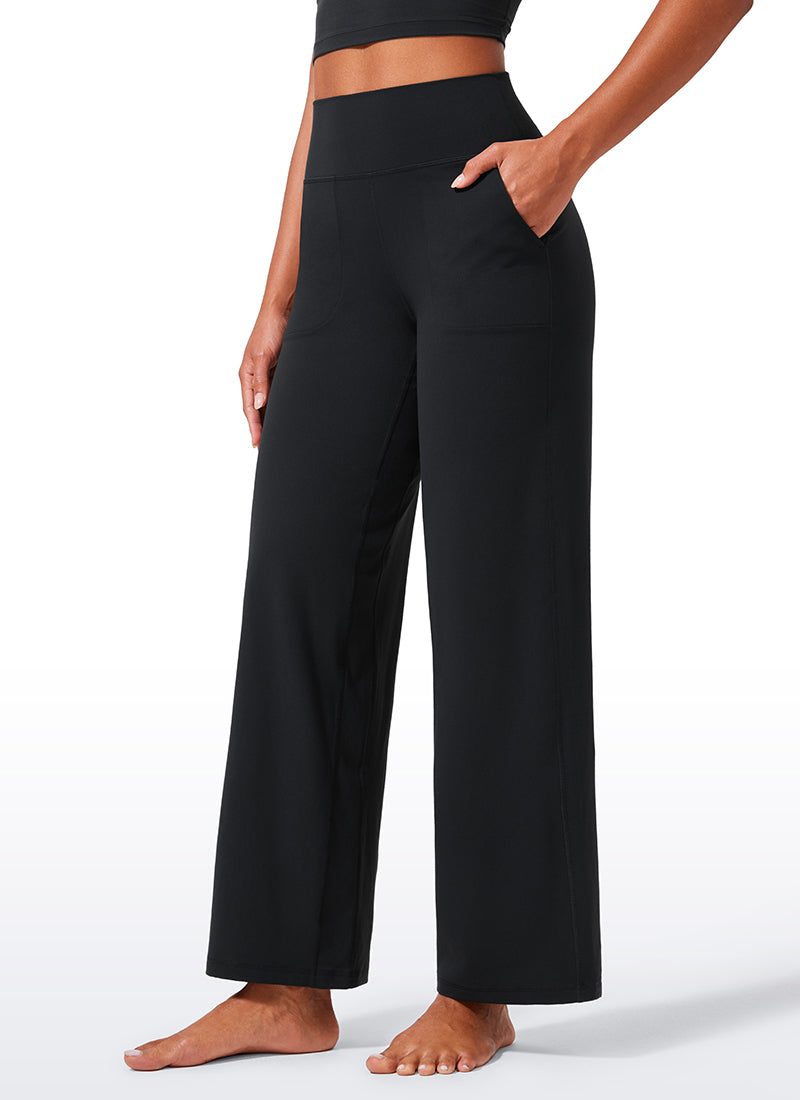 CRZ YOGA Women's Butterlift High Waisted Wide Leg Pants with Pockets Black