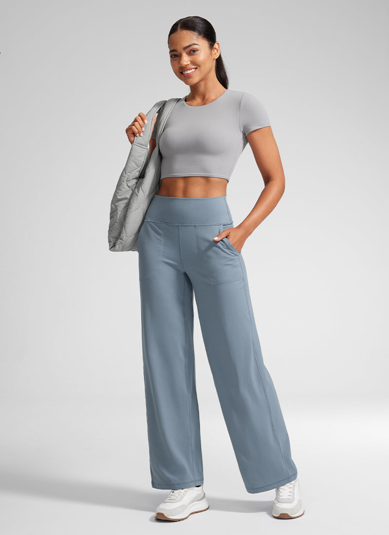 Butterlift High Waisted Wide Leg Pants with Pockets 31