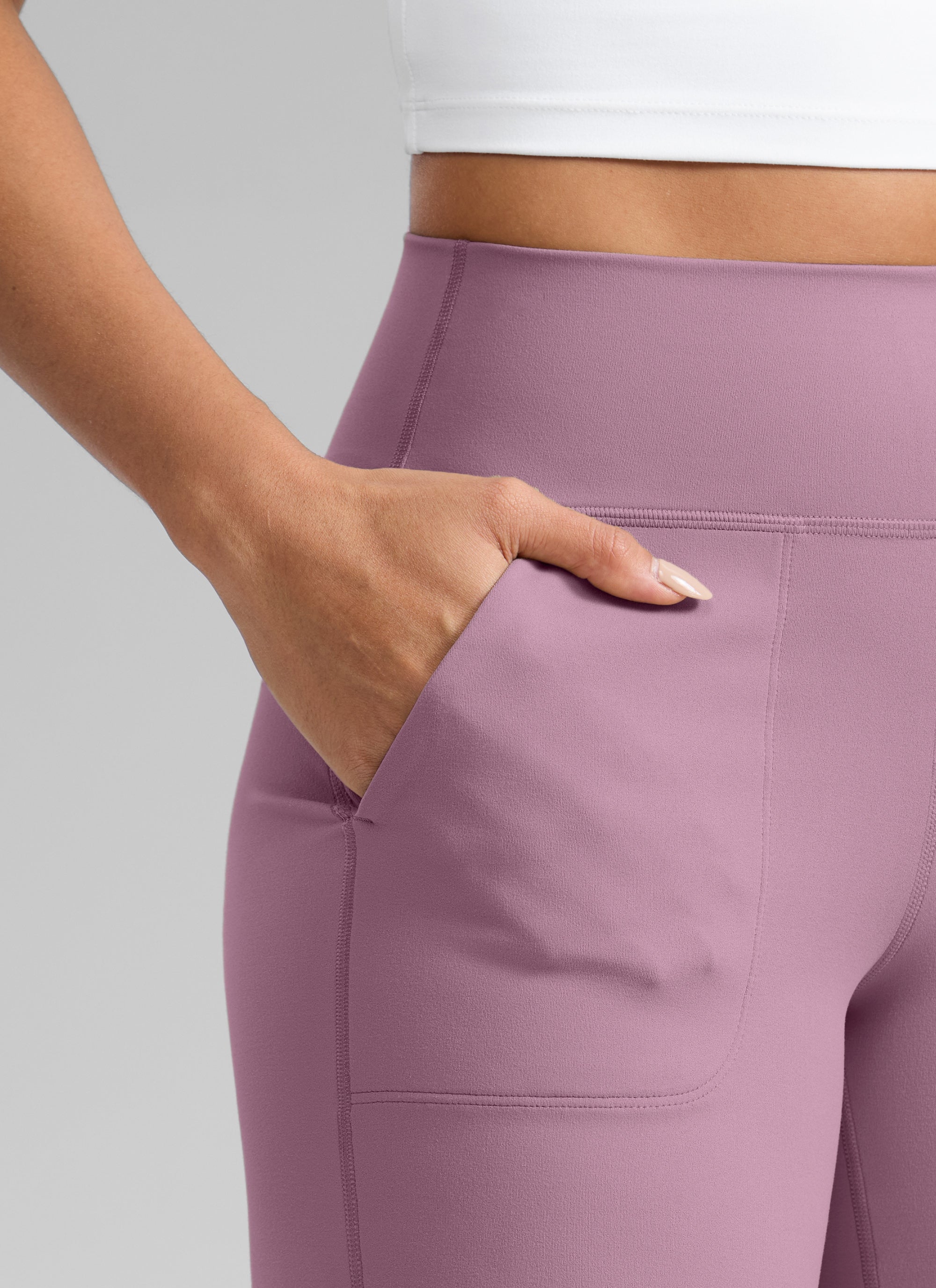 CRZ YOGA Women's Butterlift High Waisted Wide Leg Pants with Pockets Light Lavender