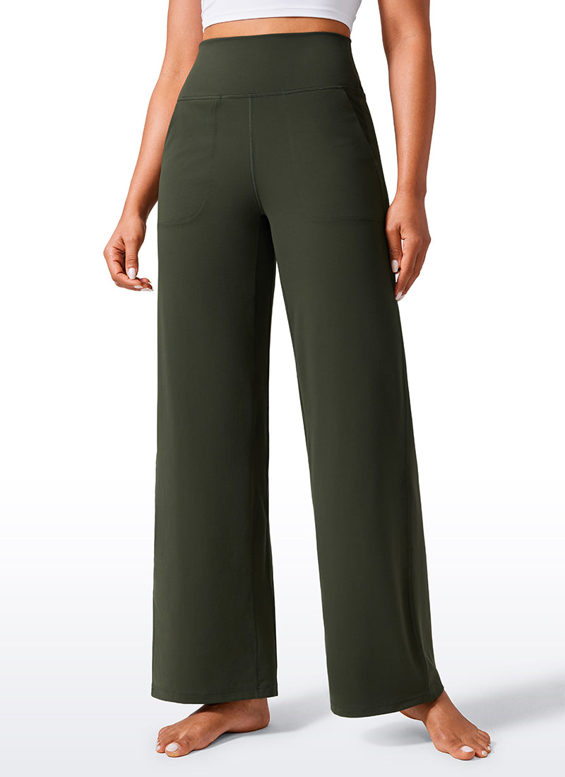CRZ YOGA Women's Butterlift High Waisted Wide Leg Pants with Pockets Olive Green