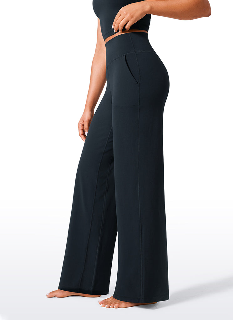 CRZ YOGA Women's Butterlift High Waisted Wide Leg Pants with Pockets 33" Black