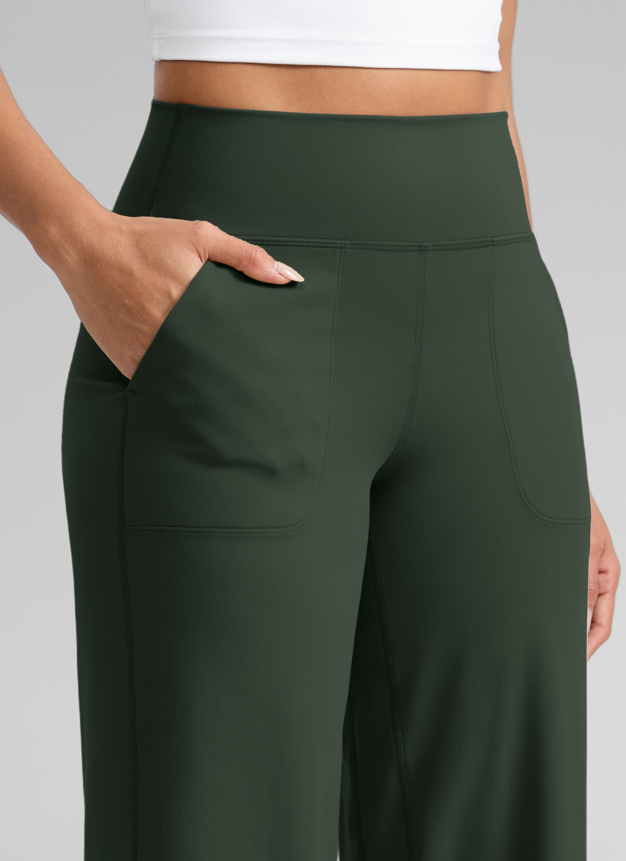 CRZ YOGA Women's Butterlift High Waisted Wide Leg Pants with Pockets 33