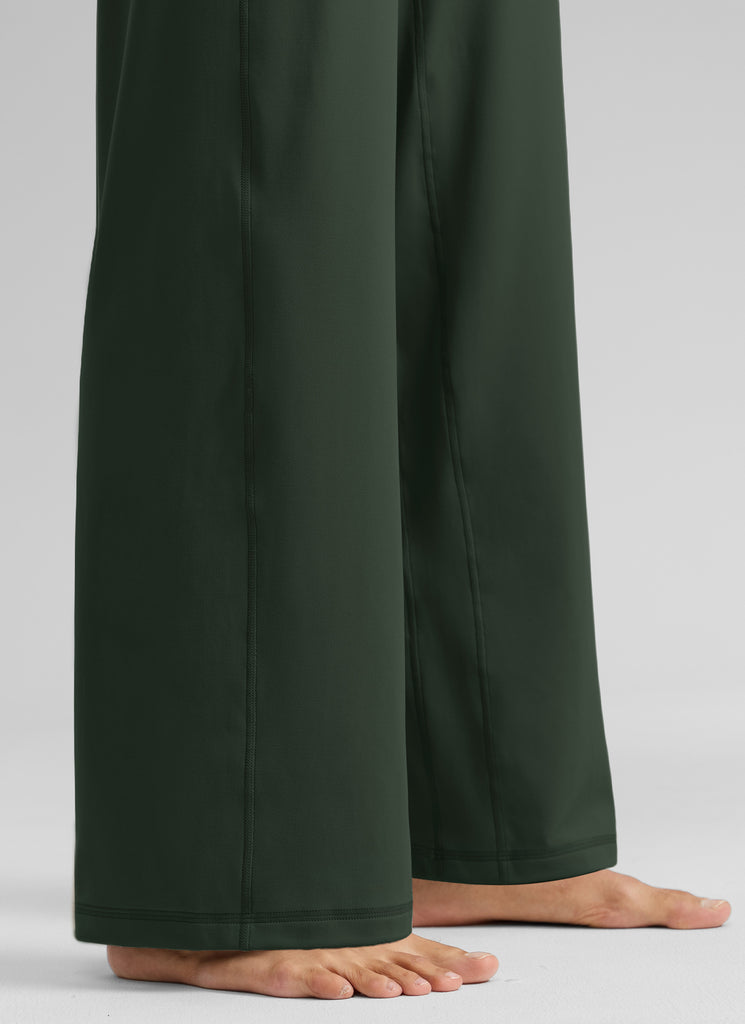 CRZ YOGA Women's Butterlift High Waisted Wide Leg Pants with Pockets 33" Legend Green