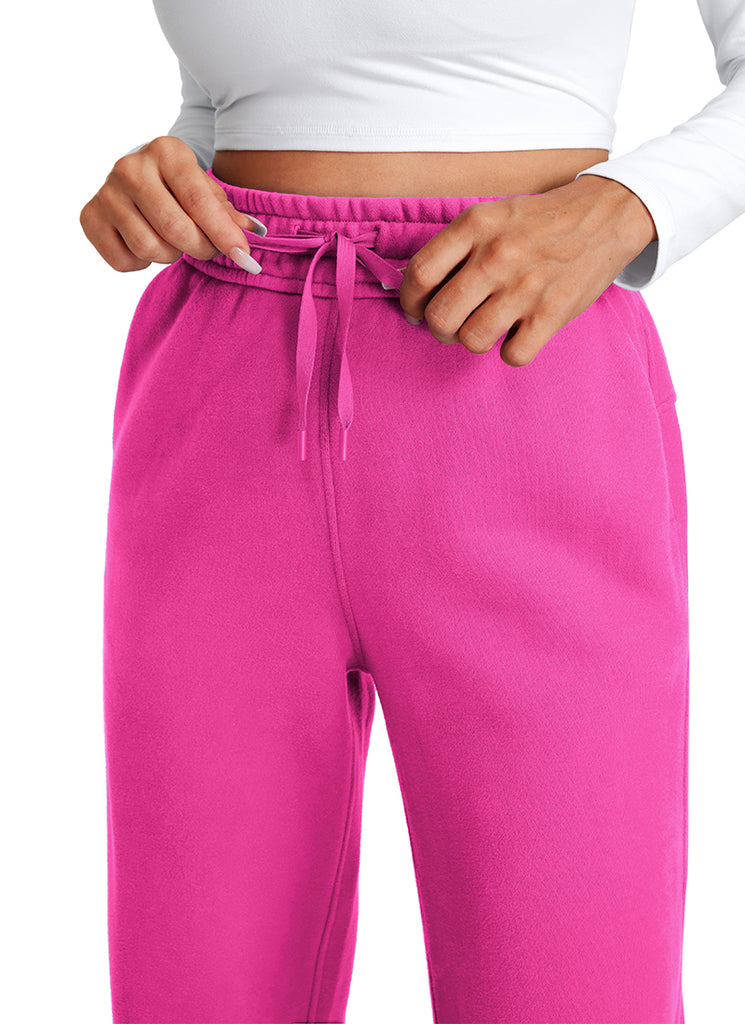 CRZ YOGA Womens Cotton Fleece Lined Straight Leg Lounge Sweatpants30'' Hibiscus Purple