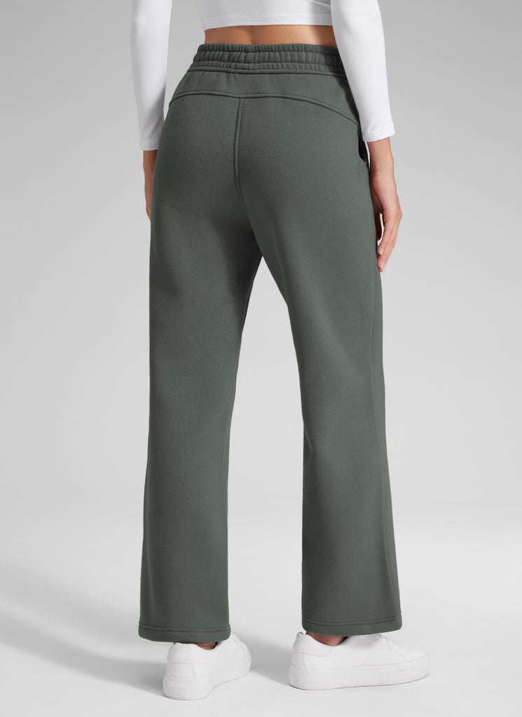 CRZ YOGA Women's Cotton Fleece Lined Casual Straight Leg Pant 28'' Milky White