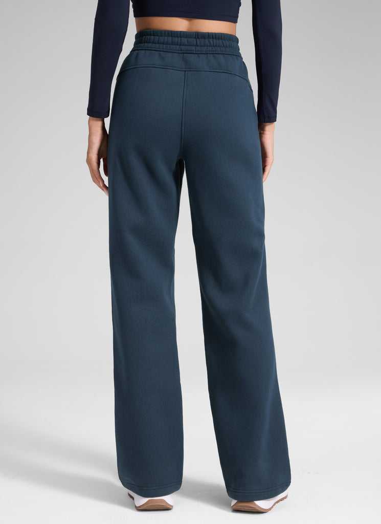 CRZ YOGA Women's Cotton Fleece Lined Casual Straight Leg Pant 32'' Dark Red 2