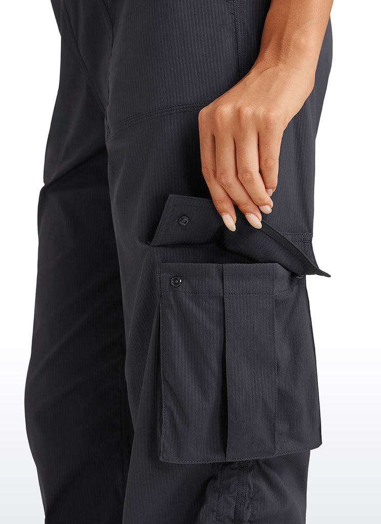 CRZ YOGA  Lightweight Workout Straight Leg Pocket Casual Cargo Pants Black