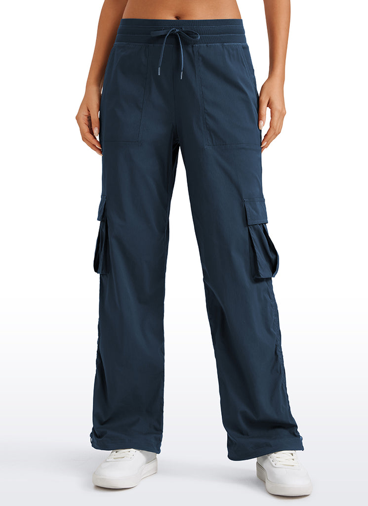 CRZ YOGA  Lightweight Workout Straight Leg Pocket Casual Cargo Pants Dark Chrome