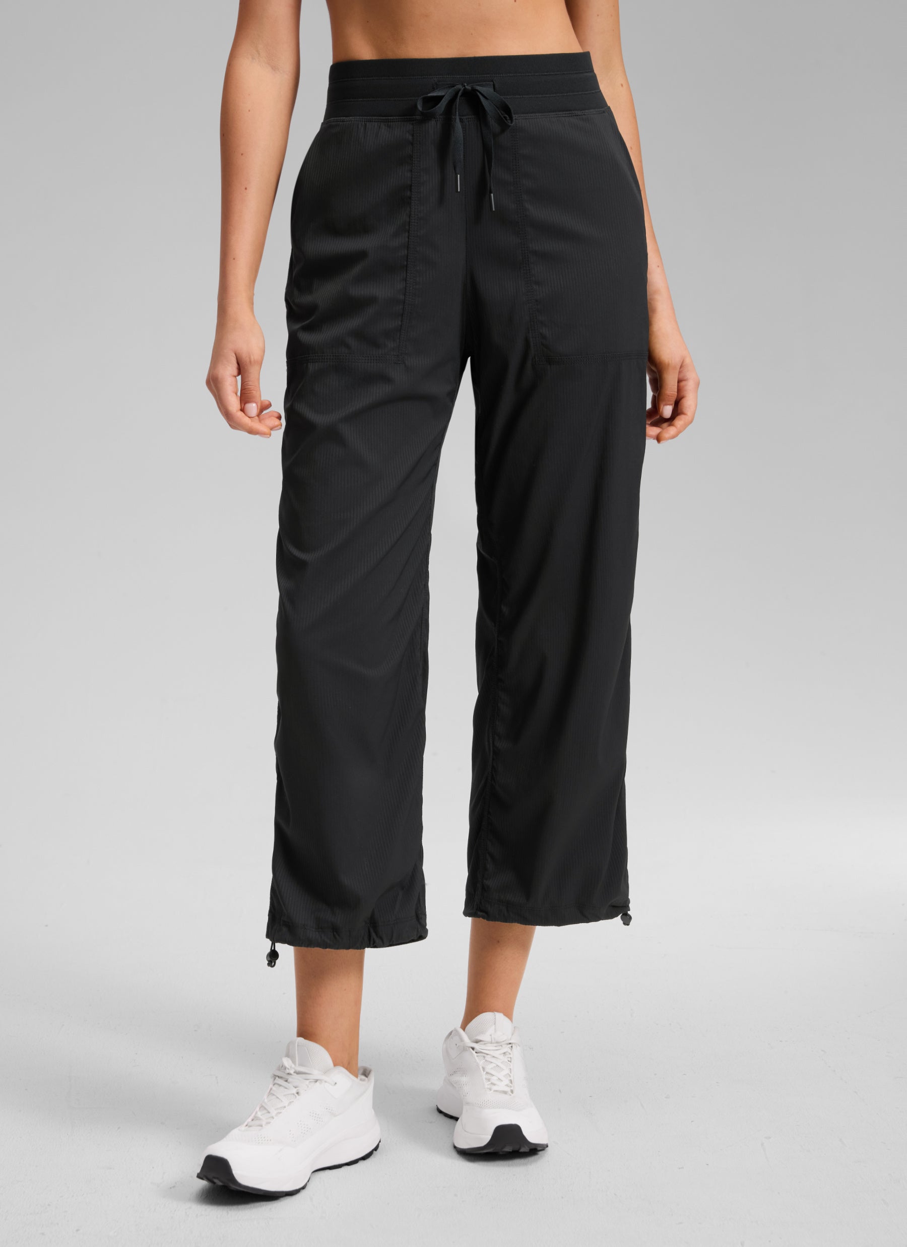 CRZ YOGA Women's Lightweight Drawstring Pocket Straight Leg Pant 24 Black