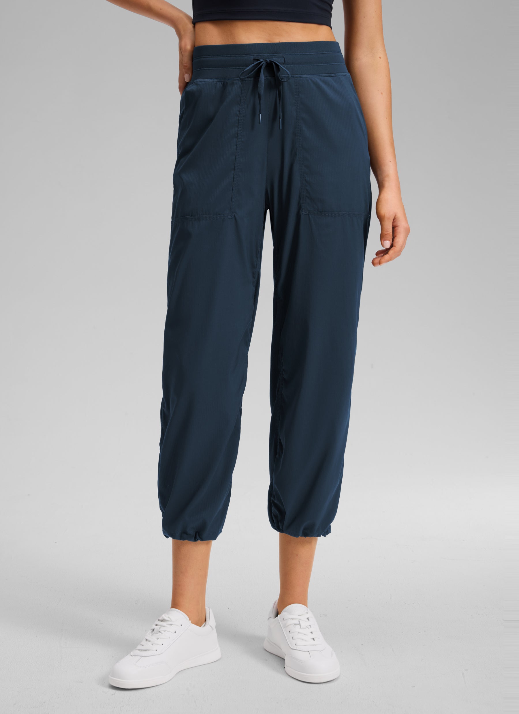CRZ YOGA Women's Lightweight Drawstring Pocket Straight Leg Pant 24 Ink Blue