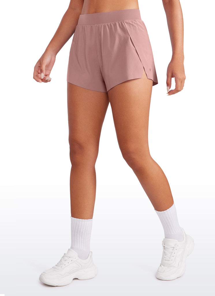 CRZ YOGA Women's Running Feathery-Fit Soft Spilt Short Quick Dry Lined Twilight Rose Pink