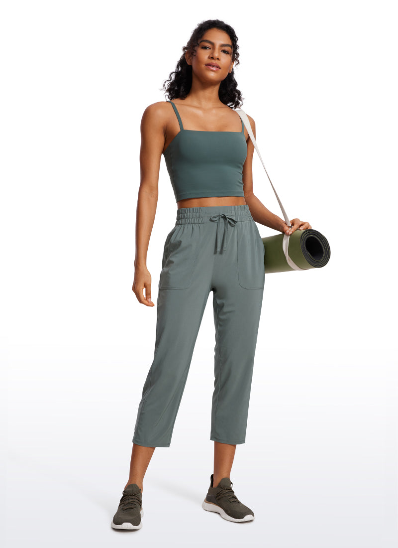 CRZ YOGA Women's Casual Slim Fit Cropped Pants with Pockets 23'' Grey Sage