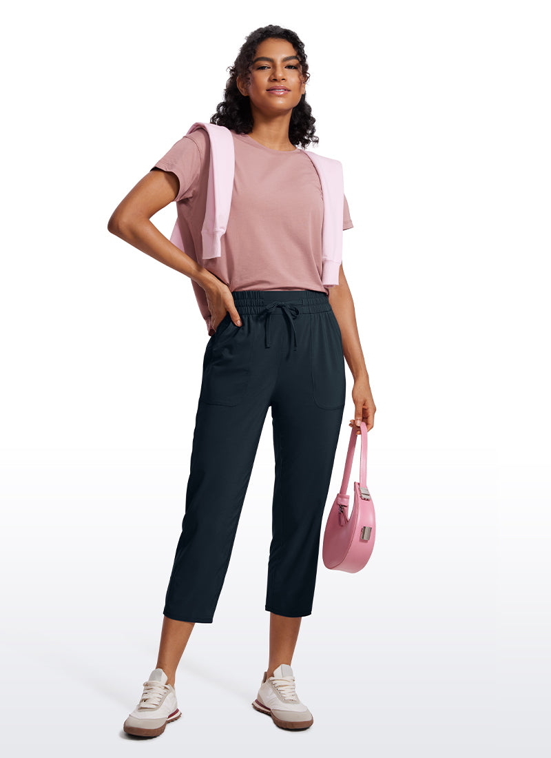 CRZ YOGA Women's Casual Slim Fit Cropped Pants with Pockets 23'' True Navy