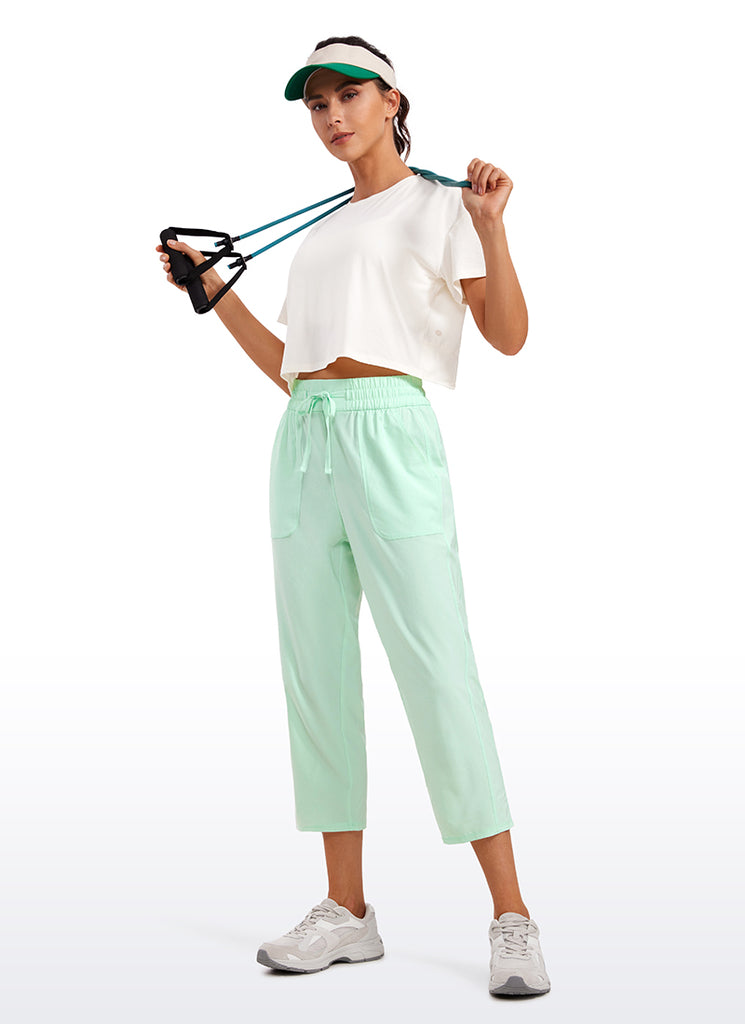 CRZ YOGA Women's Casual Slim Fit Cropped Pants with Pockets 23'' True Navy