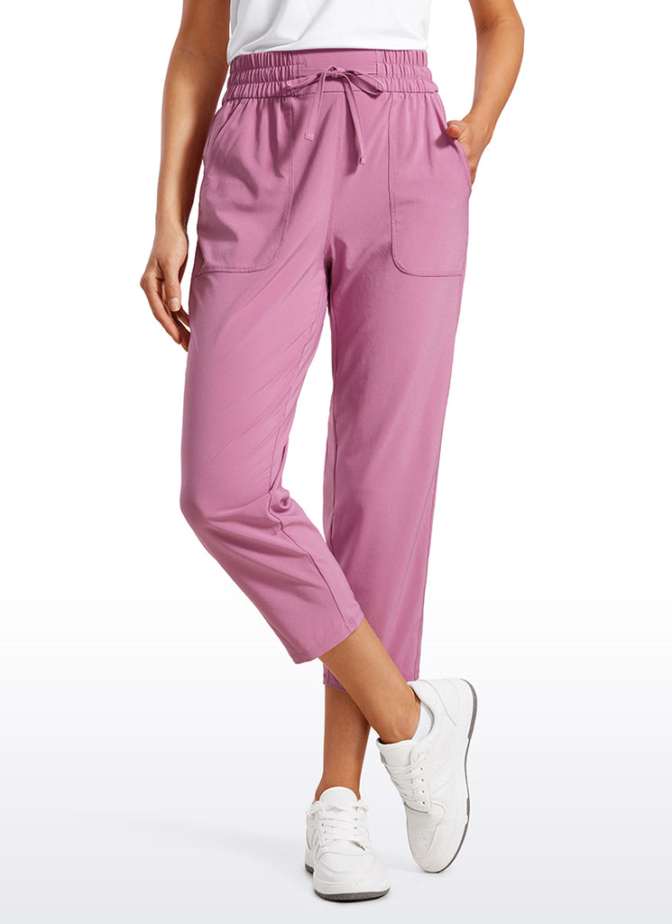 CRZ YOGA Women's Casual Slim Fit Cropped Pants with Pockets 23'' Twilight Rose Pink