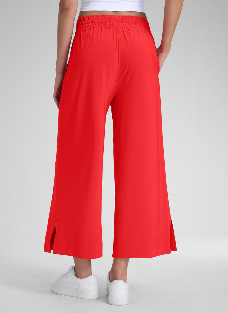 CRZ YOGA Women's  Causal High Waisted Wide Leg Pockets Pants 25'' Platinum Grey