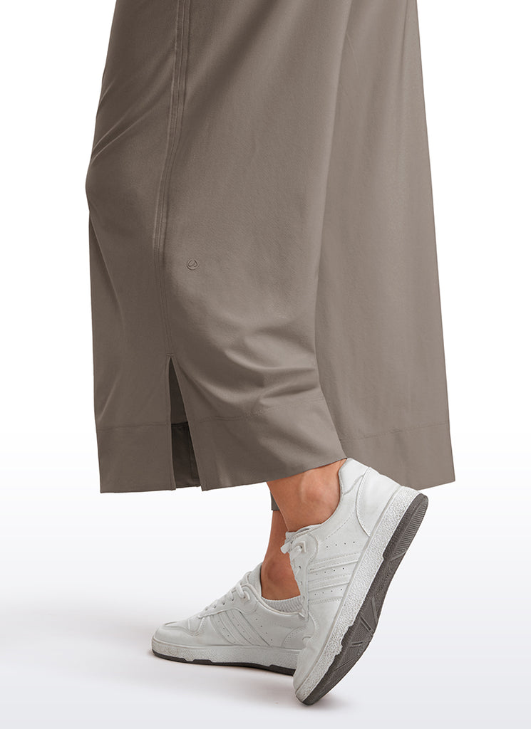 CRZ YOGA Women's  Causal High Waisted Wide Leg Pockets Pants 25'' Platinum Grey