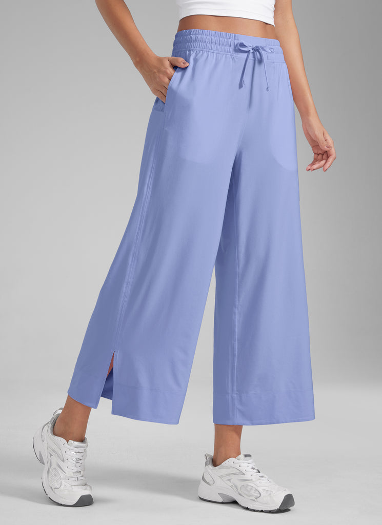 CRZ YOGA Women's  Causal High Waisted Wide Leg Pockets Pants 25'' Platinum Grey