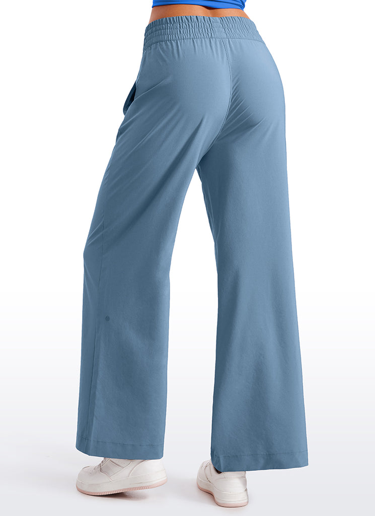 CRZ YOGA Women's Casual High Rise Wide Leg Pants with Pockets 30'' Universe Blue