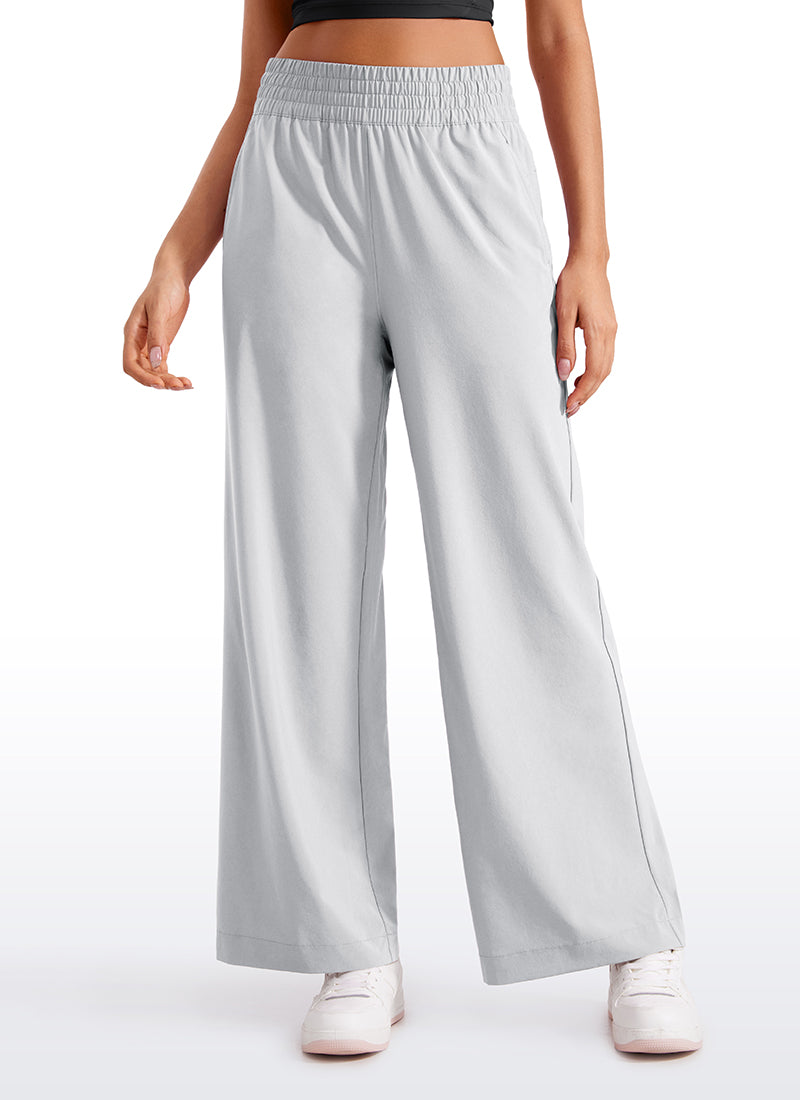 CRZ YOGA Women's Casual High Rise Wide Leg Pants with Pockets 30'' Platinum Grey