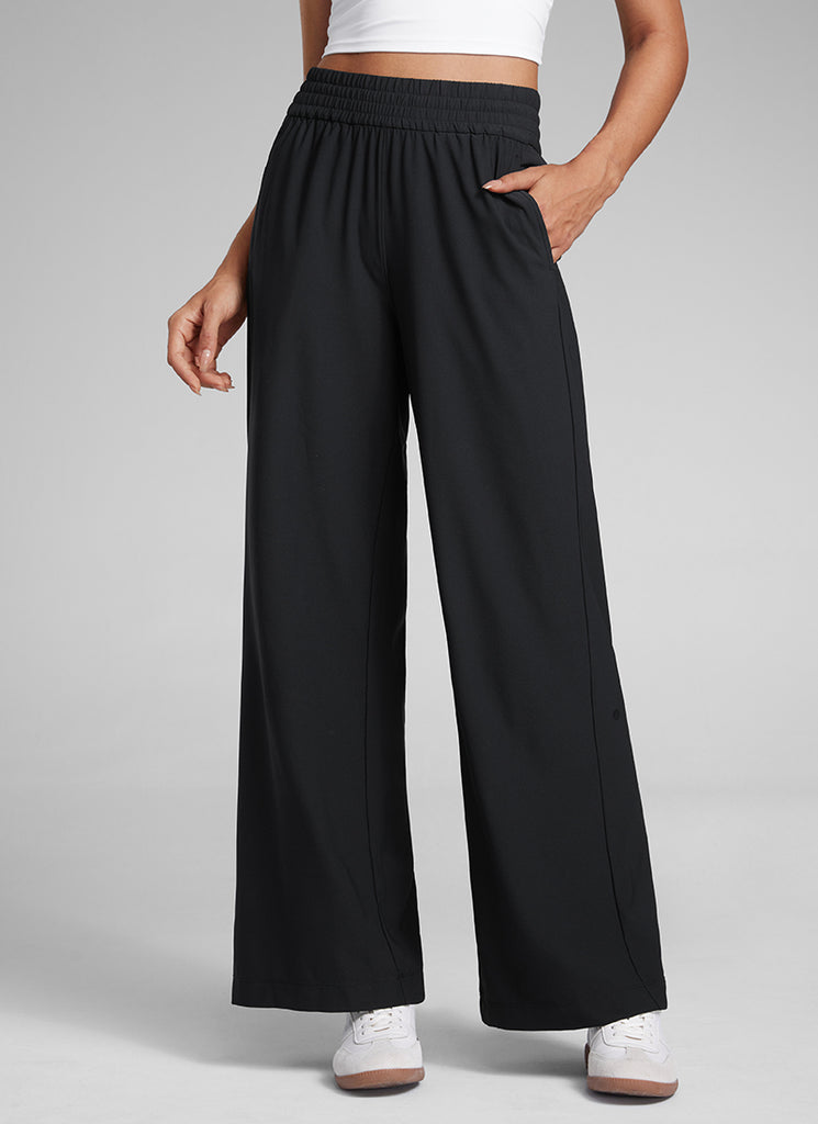 CRZ YOGA Women's Casual High Rise Wide Leg Pants with Pockets 30'' Black