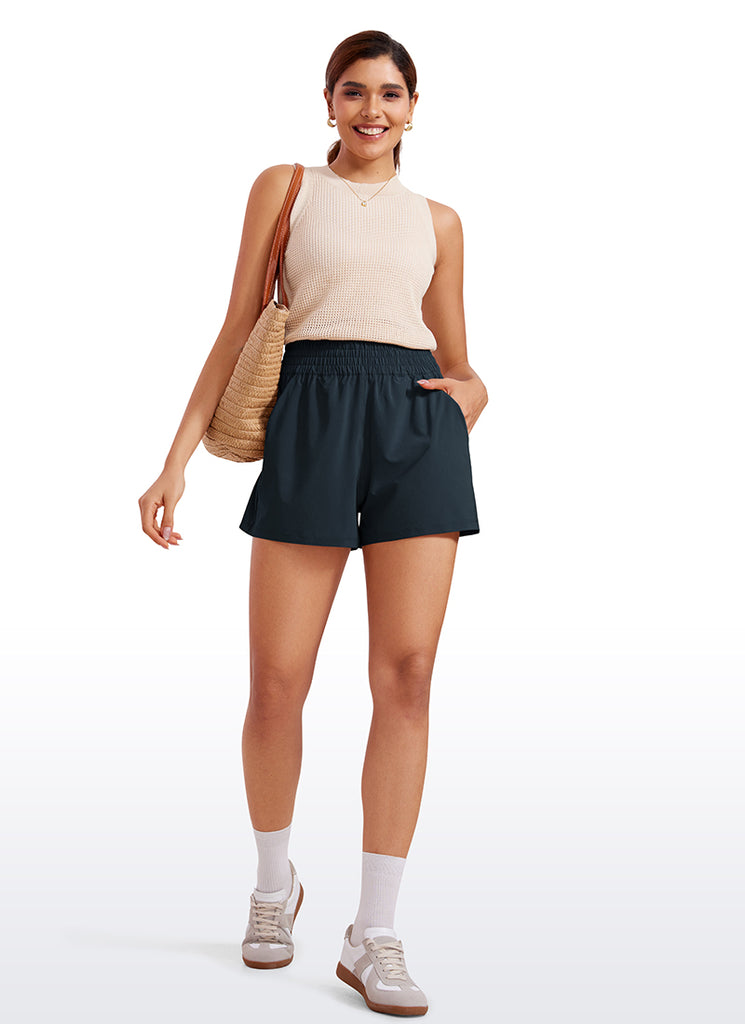 CRZ YOGA Women's Casual Feathery-Fit Soft High Rise Golf Shorts 3'' True Navy