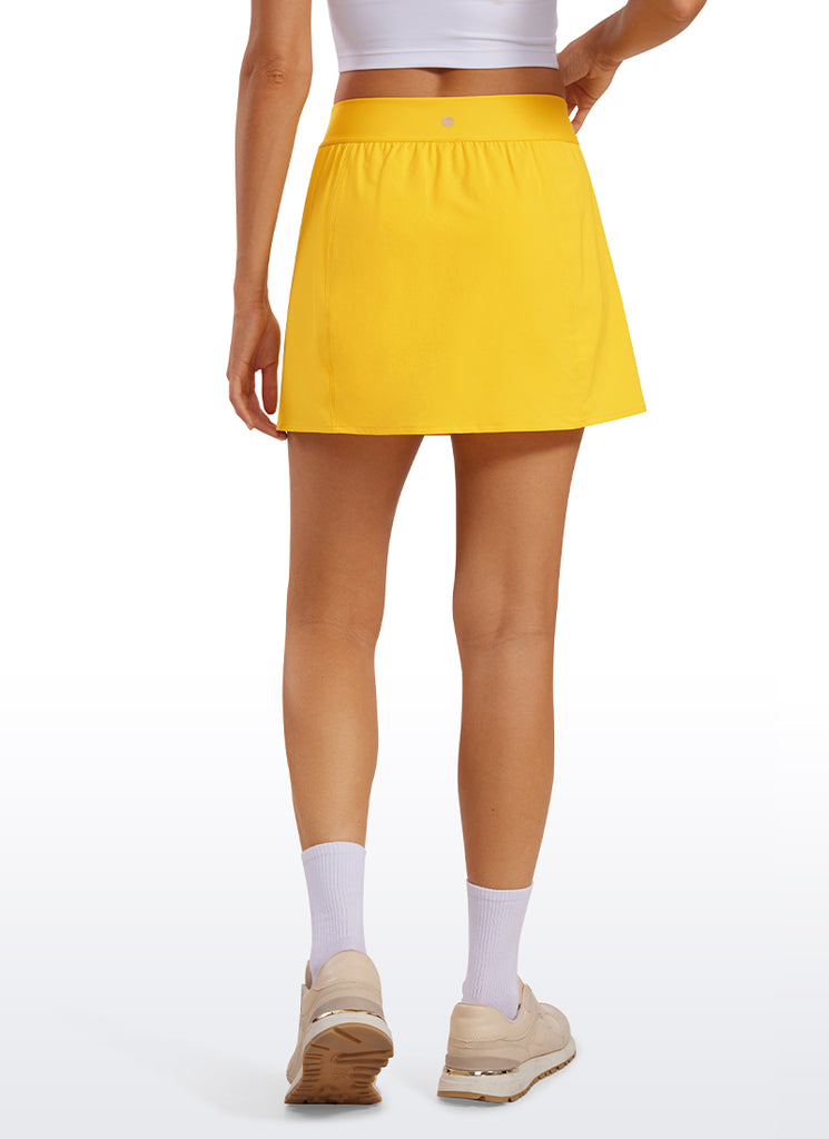 CRZ YOGA Women's Feathery-Fit Soft High Waisted Golf Skirts with Pockets 14'' High Visibility Yellow