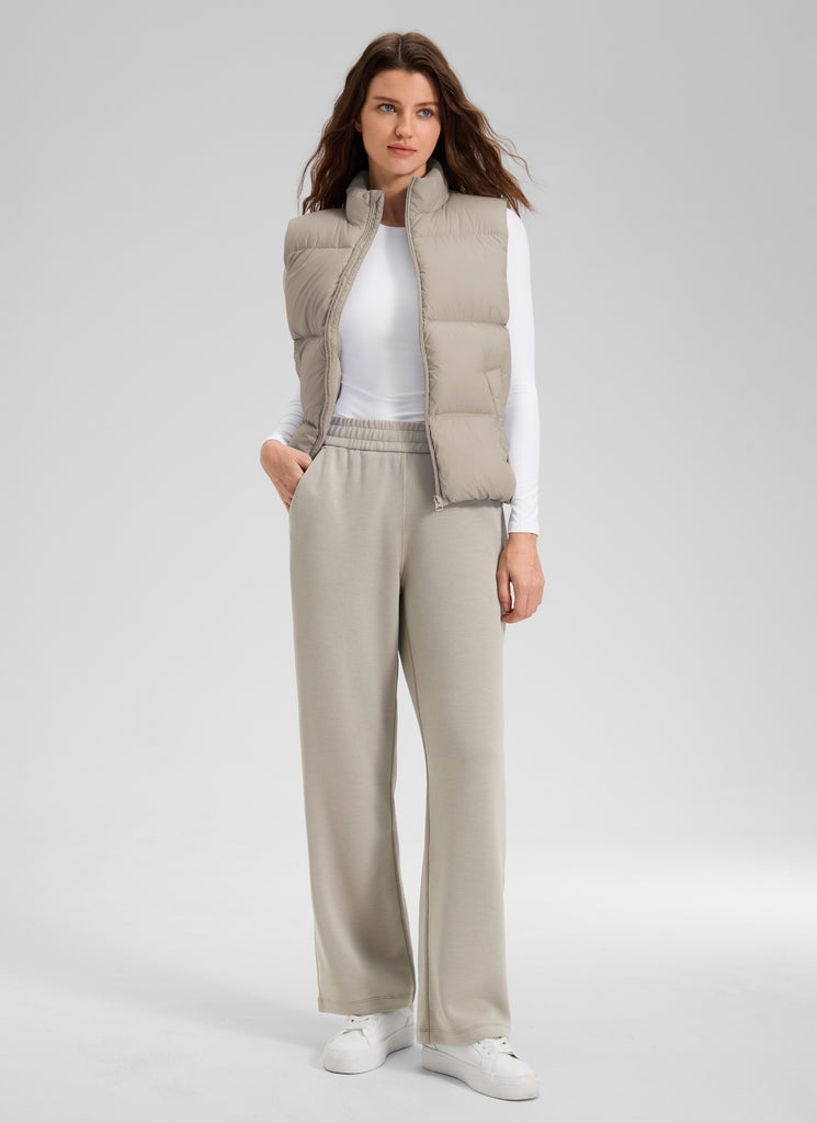 CRZ YOGA Women's SoftAura High Rise Wide Leg Pants with Pockets 31'' Hot Fudge Brown