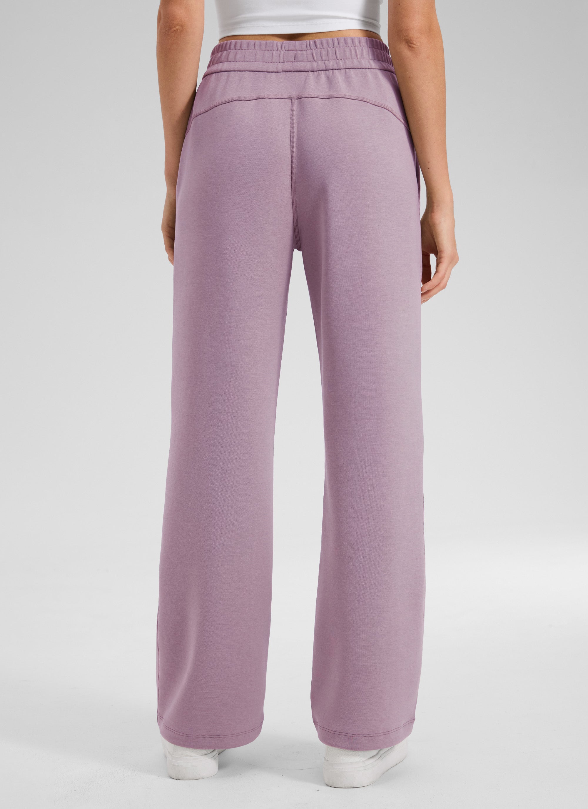 CRZ YOGA Women's SoftAura High Rise Wide Leg Pants with Pockets 31'' Light Lavender @model_info:Kerr