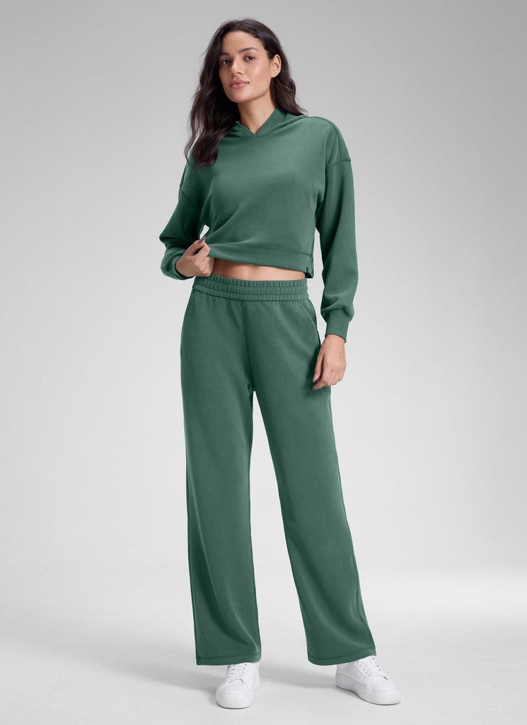 CRZ YOGA Women's SoftAura High Rise Wide Leg Pants with Pockets 31'' Dark Forest Green