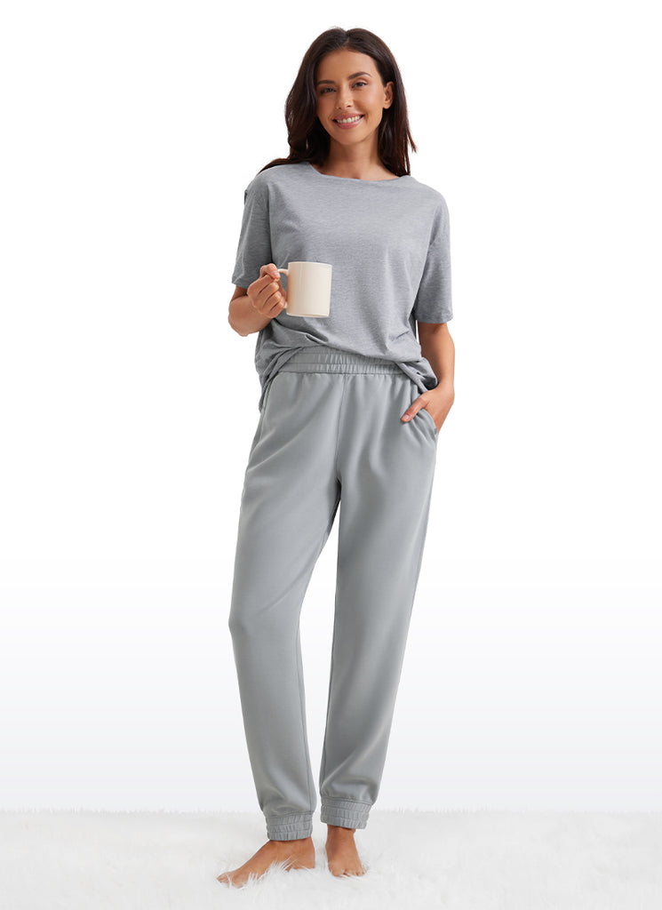 CRZ YOGA Women SoftAura Sweatpants High Waisted Pockest Joggers 28" Rhino Grey