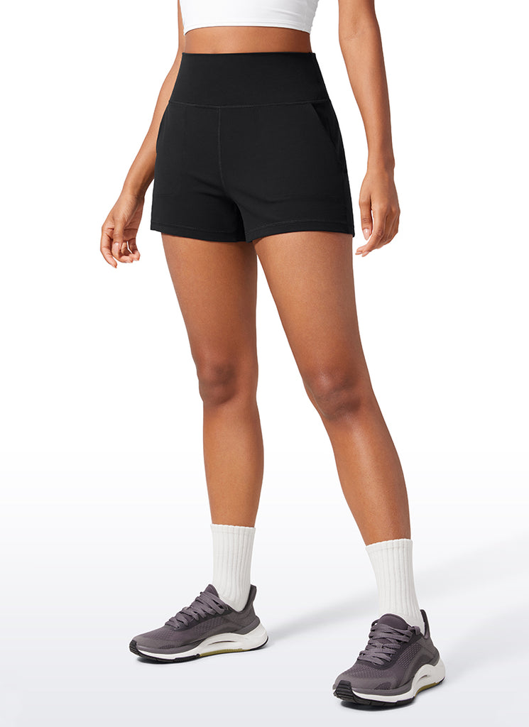 CRZ YOGA Women Butterlift High Waisted Shorts with Pockets Linerless Hot Fudge Brown