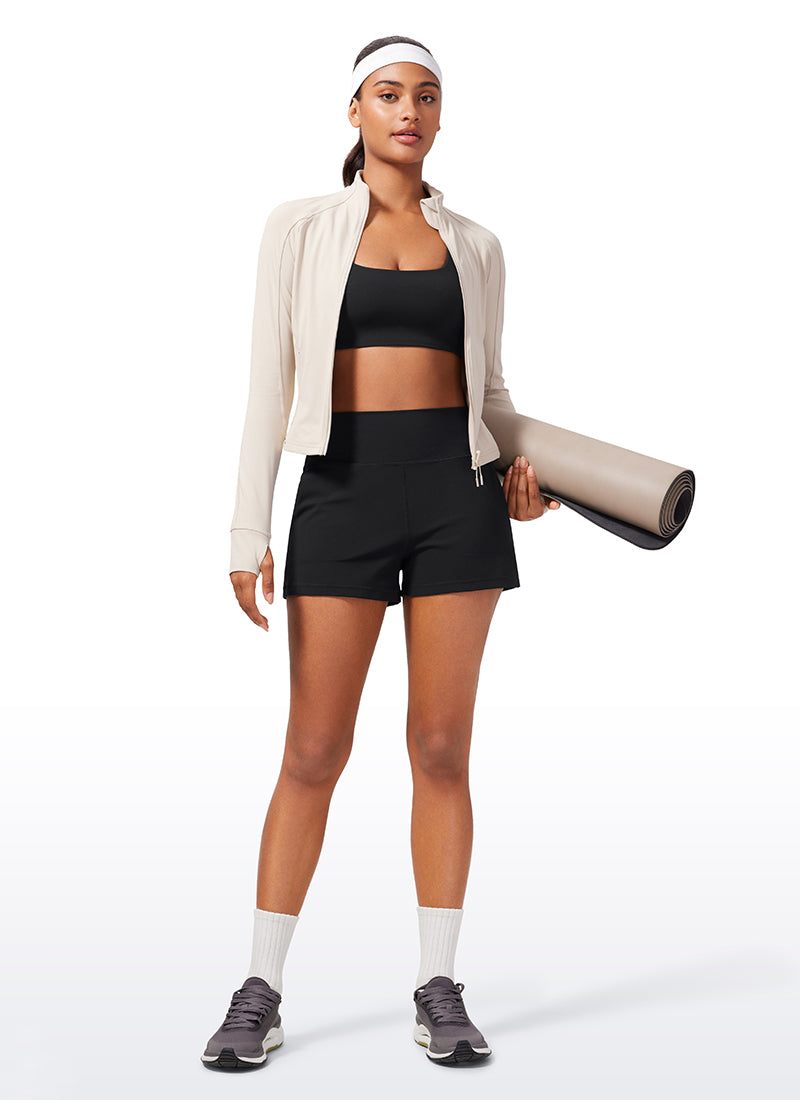 CRZ YOGA Women Butterlift High Waisted Shorts with Pockets Linerless Black