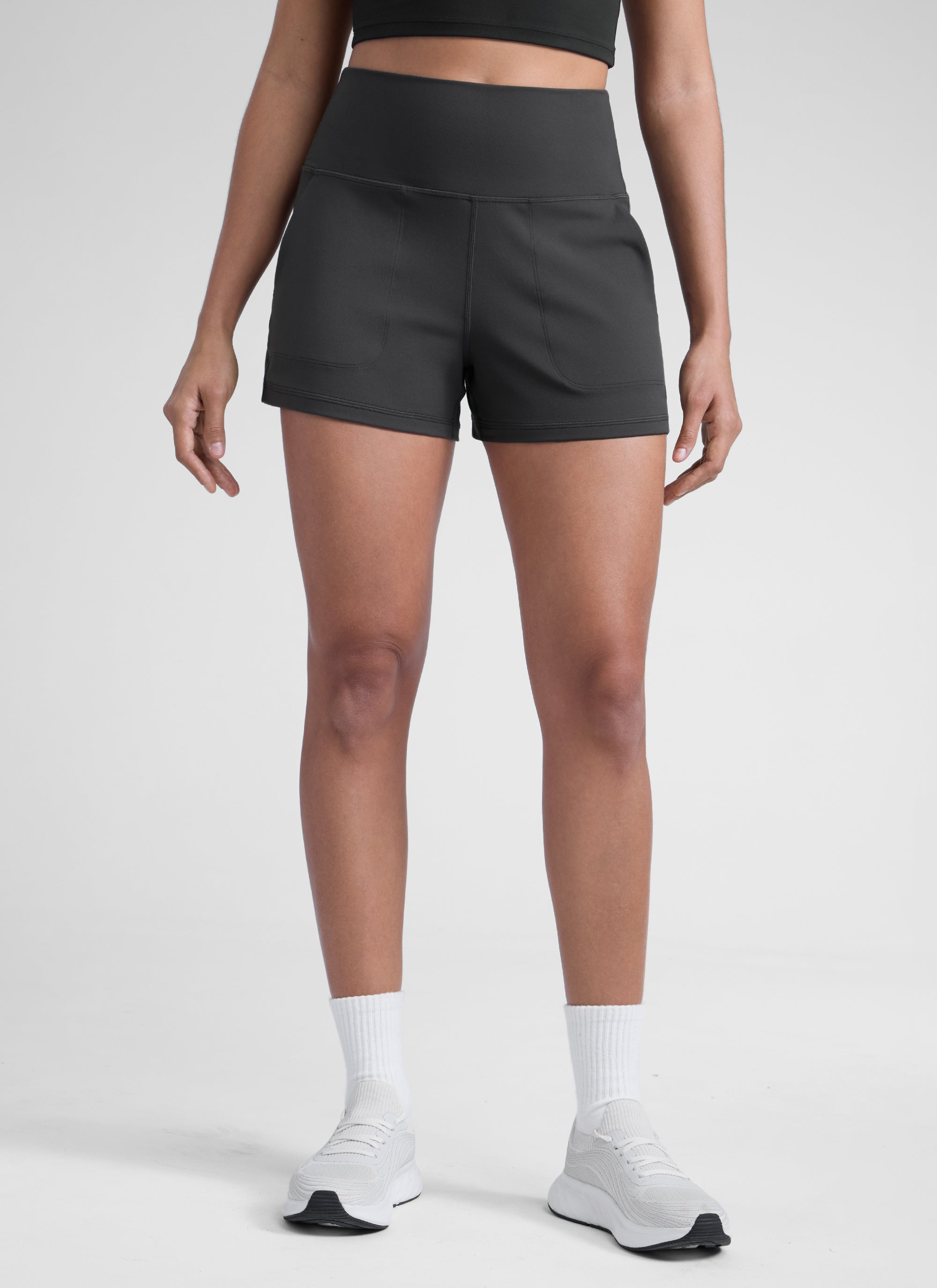 CRZ YOGA Women Butterlift High Waisted Shorts with Pockets Linerless Aurora Red