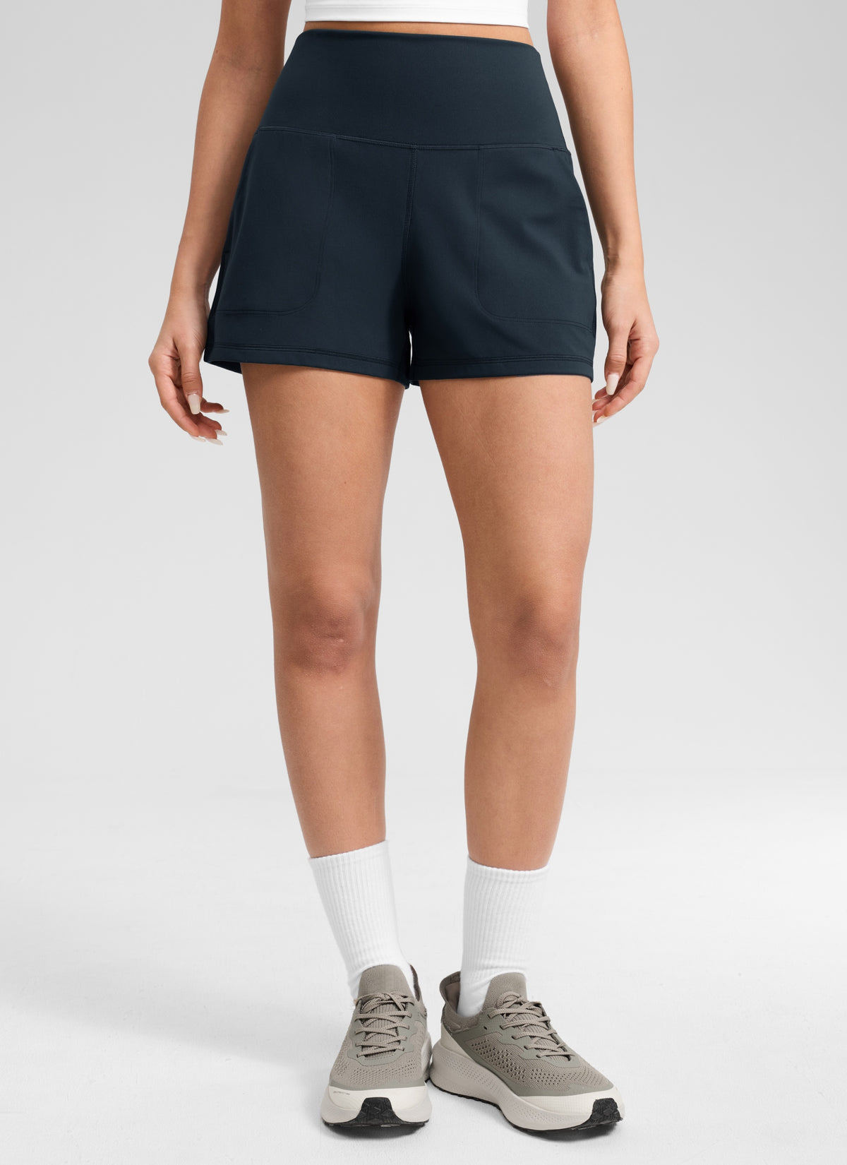 CRZ YOGA Women Butterlift High Waisted Shorts with Pockets Linerless True Navy