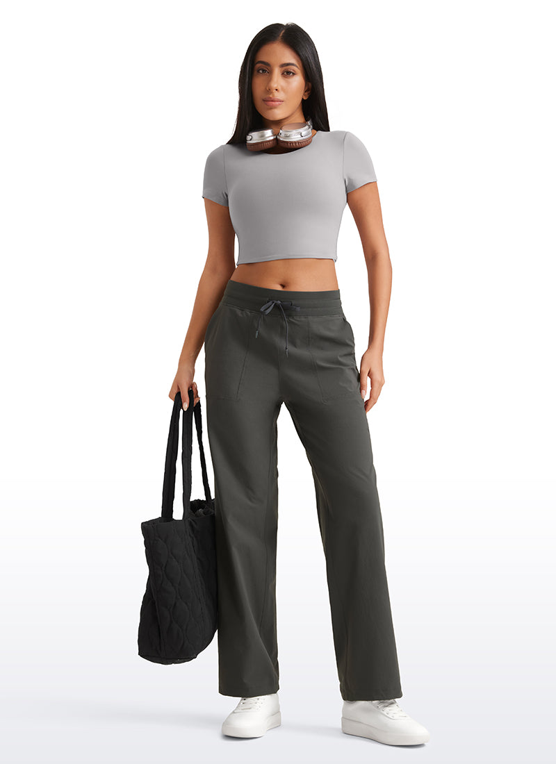 CRZ YOGA Women Stretch Straight Leg High Waisted Casual Pants 30