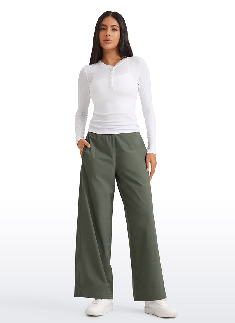 CRZ YOGA Women Stretch Wide Leg High Waisted Casual Pants 30