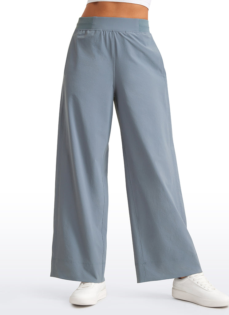 CRZ YOGA Women Stretch Wide Leg High Waisted Casual Pants 30" Hot Fudge Brown