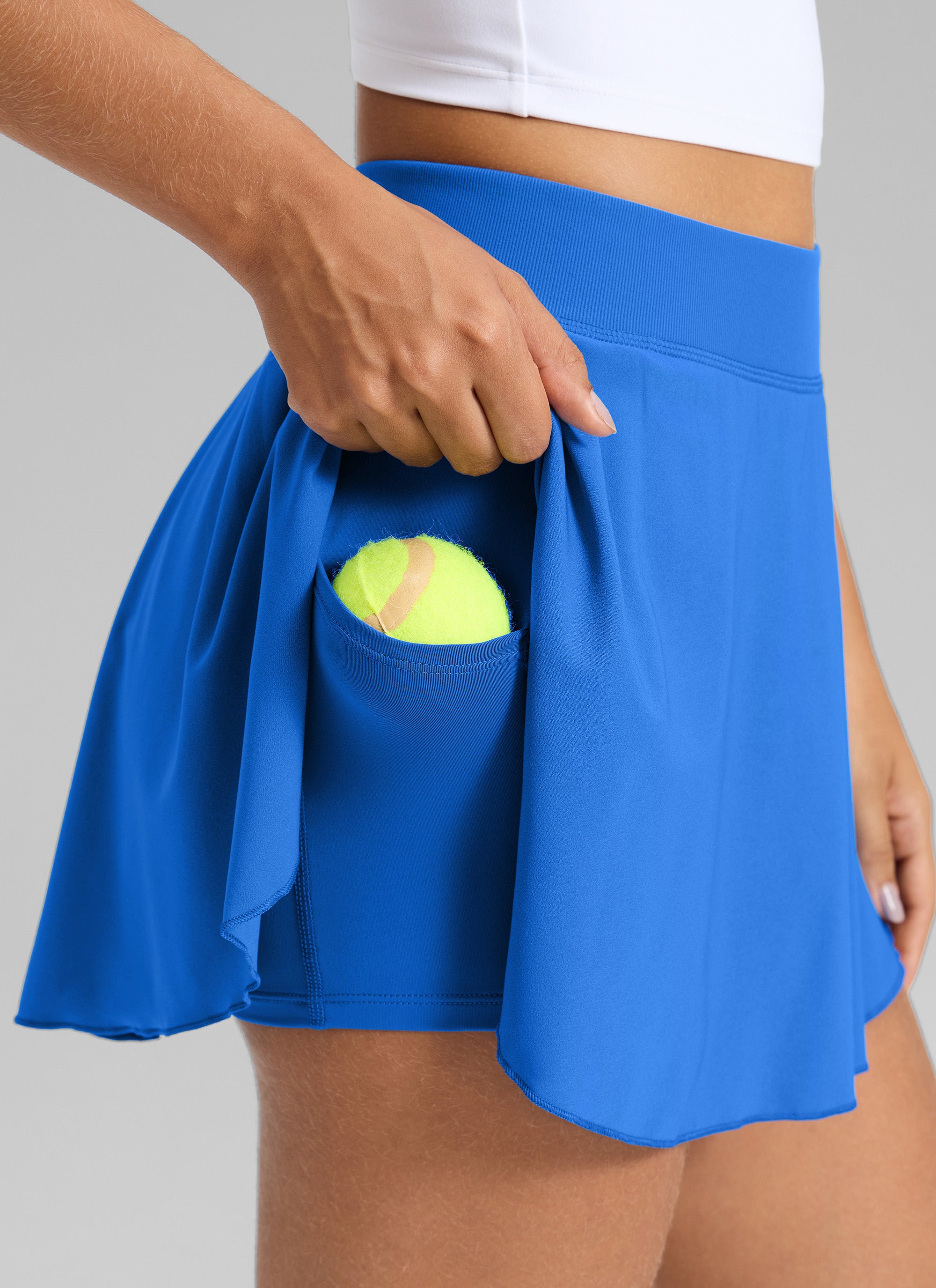 CRZ YOGA Women's Feathery-Fit Drapey Side Slit Flowy Tennis Skirt 14'' Sparkle Blue