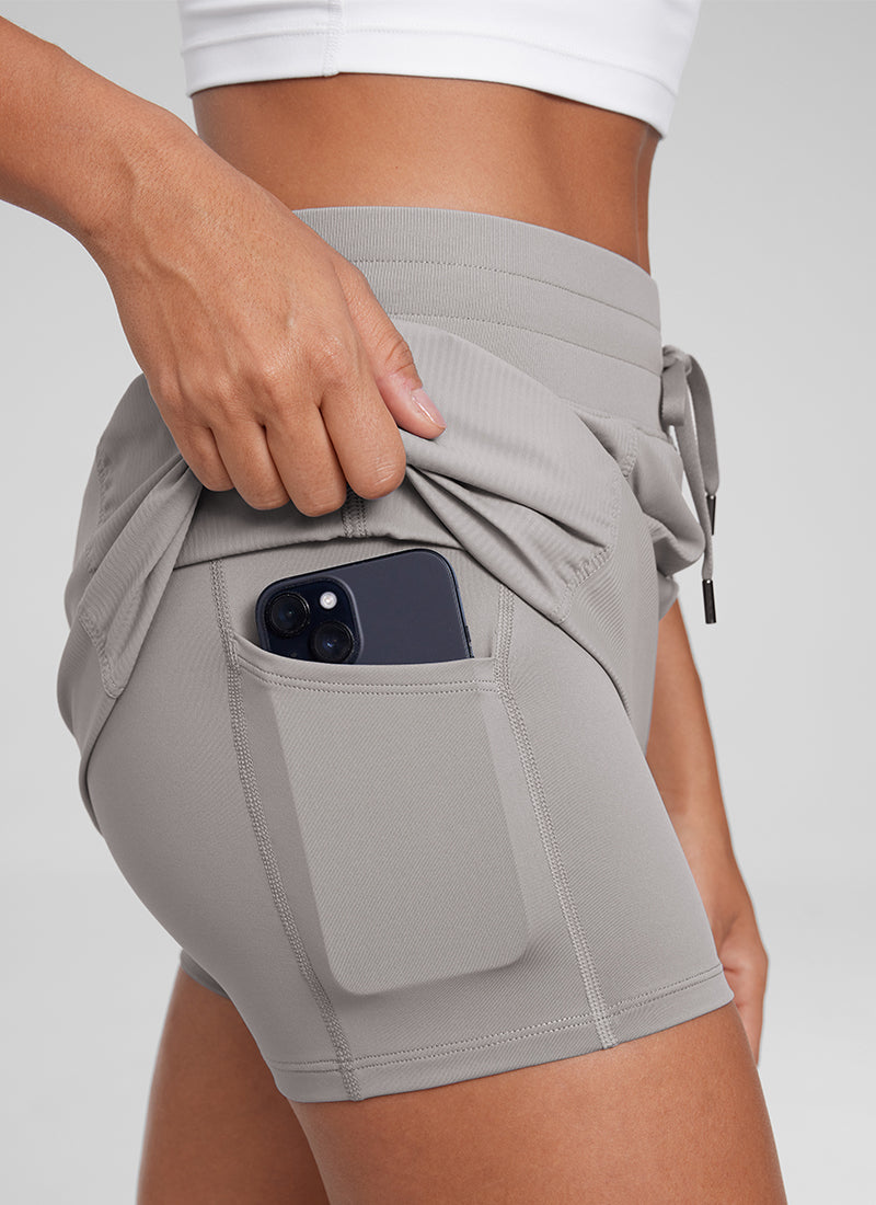 CRZ YOGA Women Golf Casual Athletic Drawstring Skirt with Side Pockets Dark Chrome