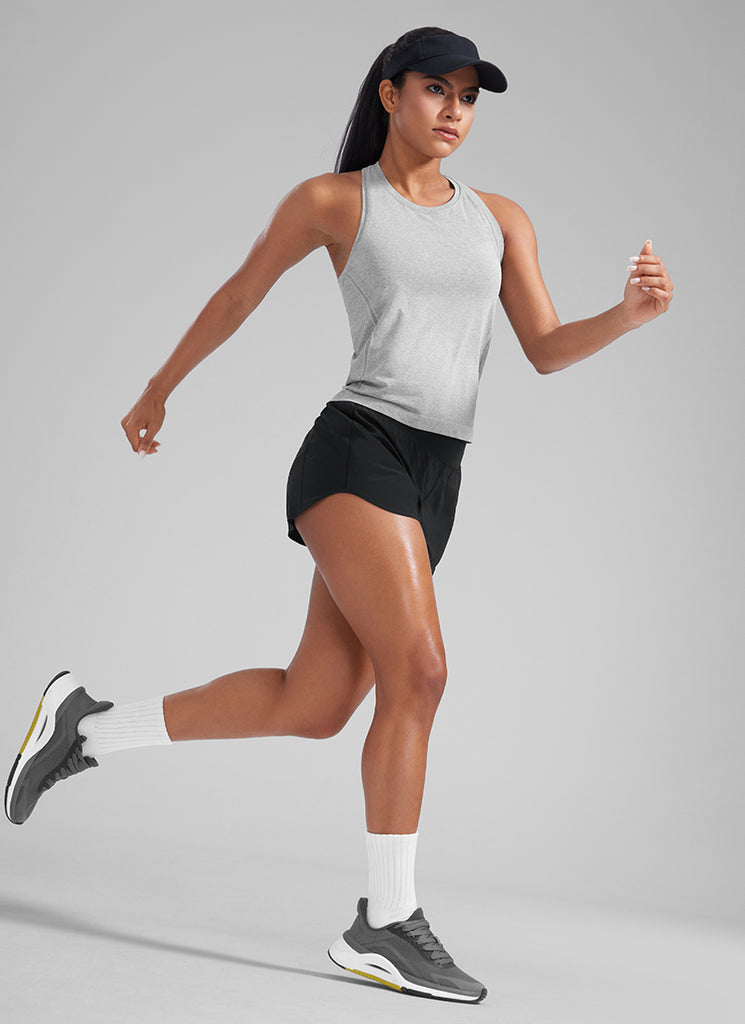 CRZ YOGA Women's Feathery-Fit Soft Mid Waisted Shorts 3” with Pockets Liner Black