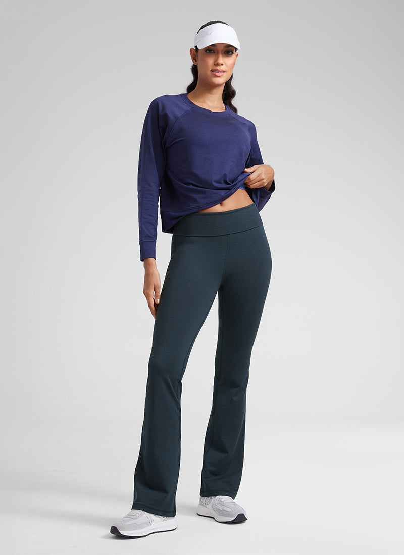 CRZ YOGA Womens Cloud Jersey Foldover Waist Bootcut Flare Pants 31